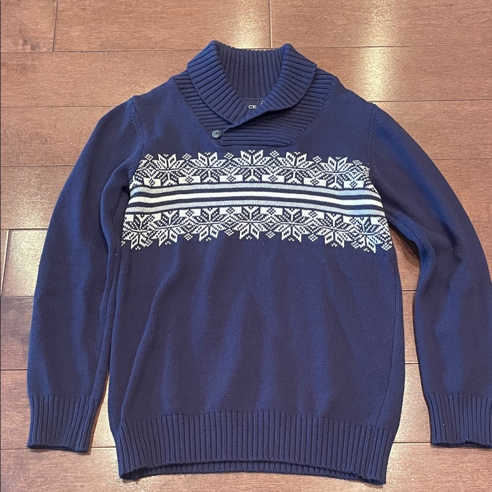 Place Navy Turtleneck Sweater with Snowflake Pattern